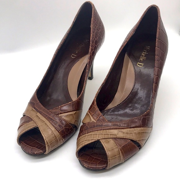 Michelle D Faux Croc/Lizard Pattern High Heels Size 5.5M - Picture 1 of 7